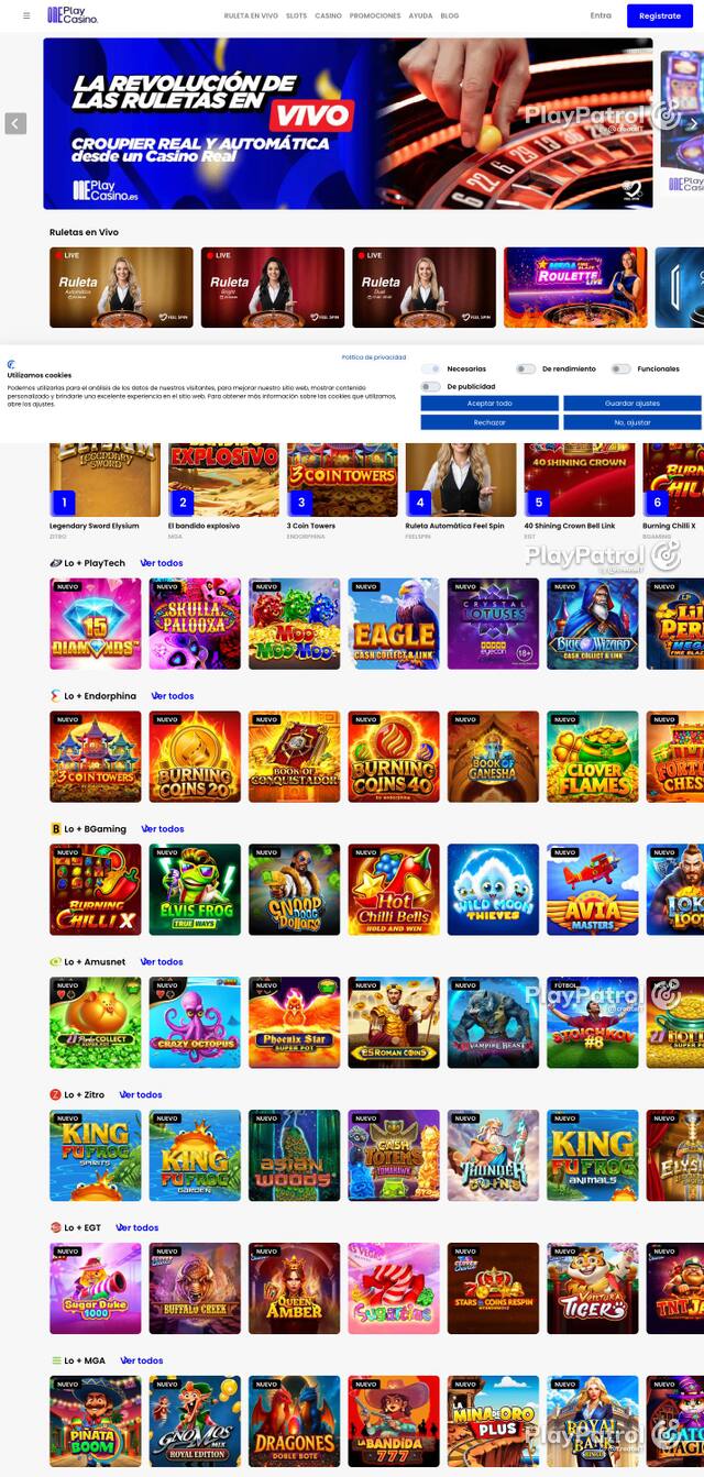 Capture of OnePlay Casino recorded during the scan