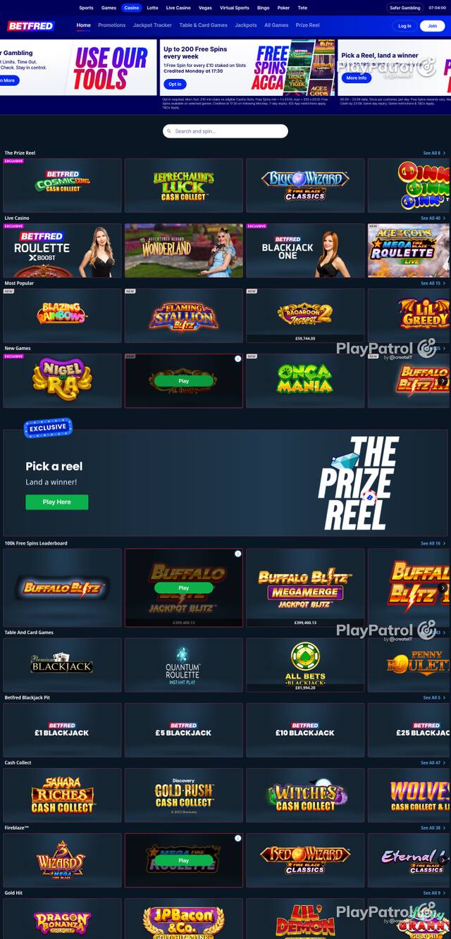 Capture of the front page of Betfred (betfred.com) on 14 October 2026