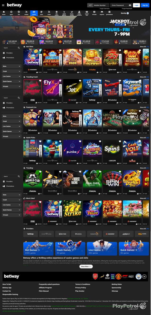 Capture of the front page of betway.co.za (betway.co.za) on 15 October 2026