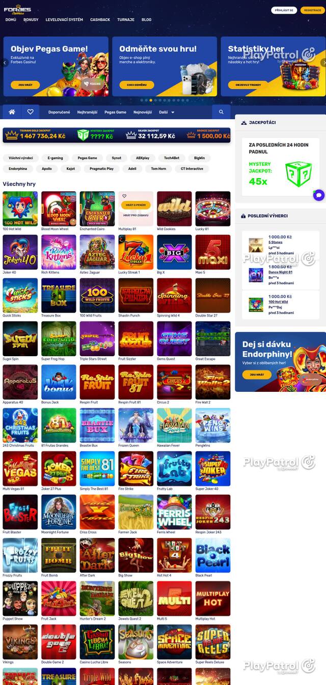 Homepage capture of Forbes Casino recorded during the scan