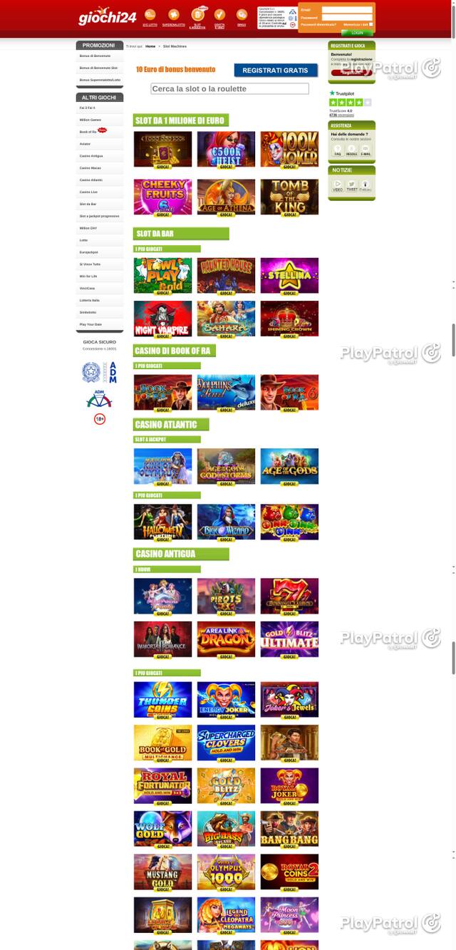 Front page of Giochi24 as captured on 29 October 2026