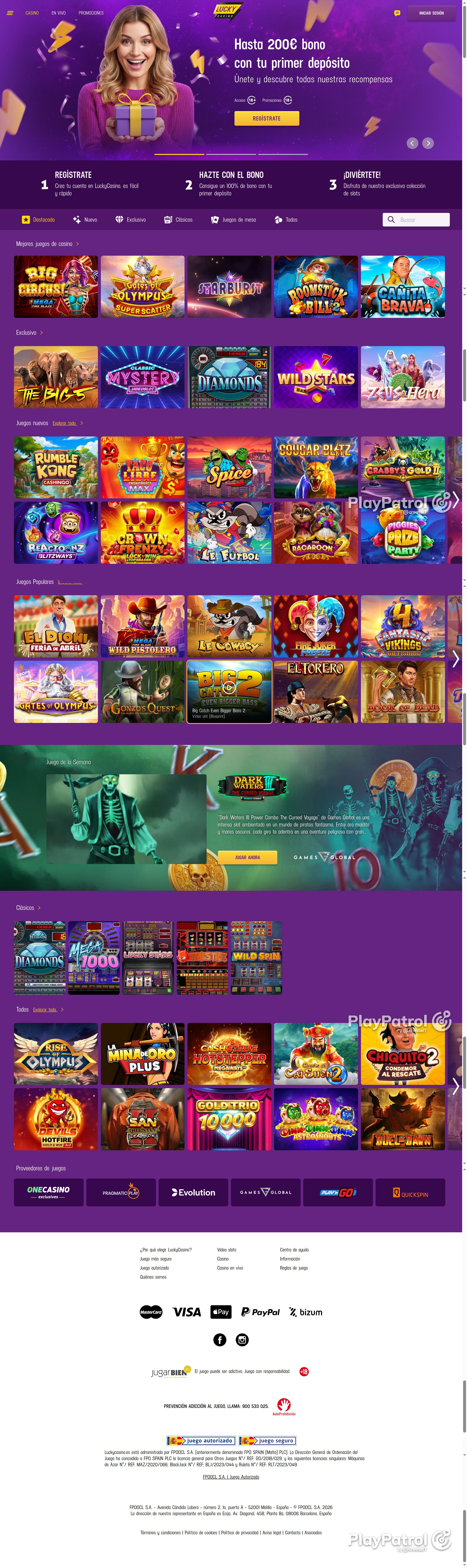 Full capture of Lucky Casino recorded during the scan