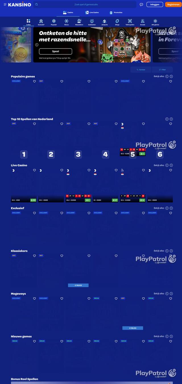 Homepage capture of Kansino.nl recorded during the scan