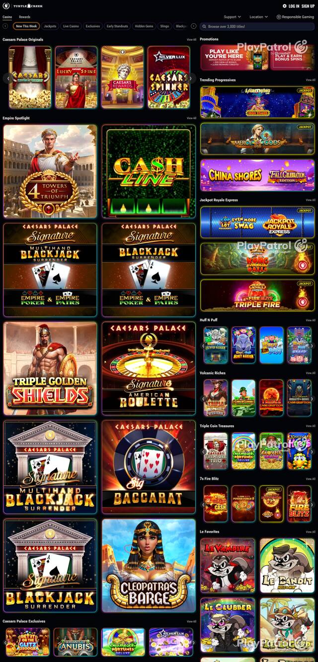 Capture of the front page of caesarspalaceonline.com (caesarspalaceonline.com) on 25 October 2026