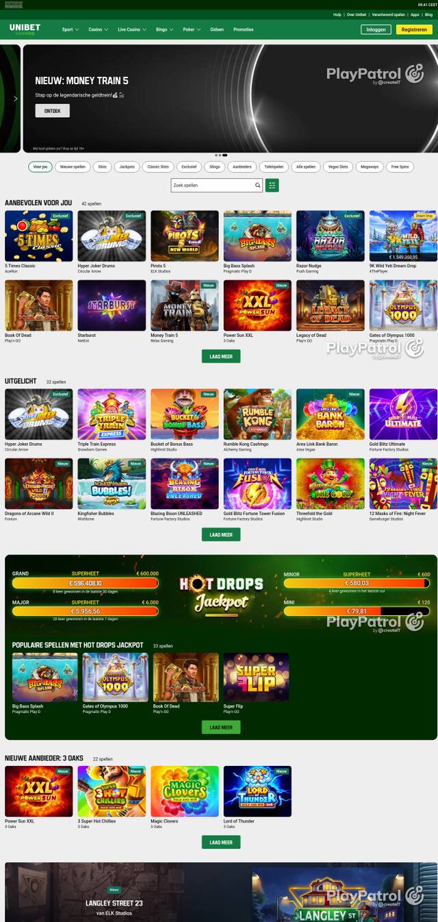 Homepage capture of Unibet recorded during the scan