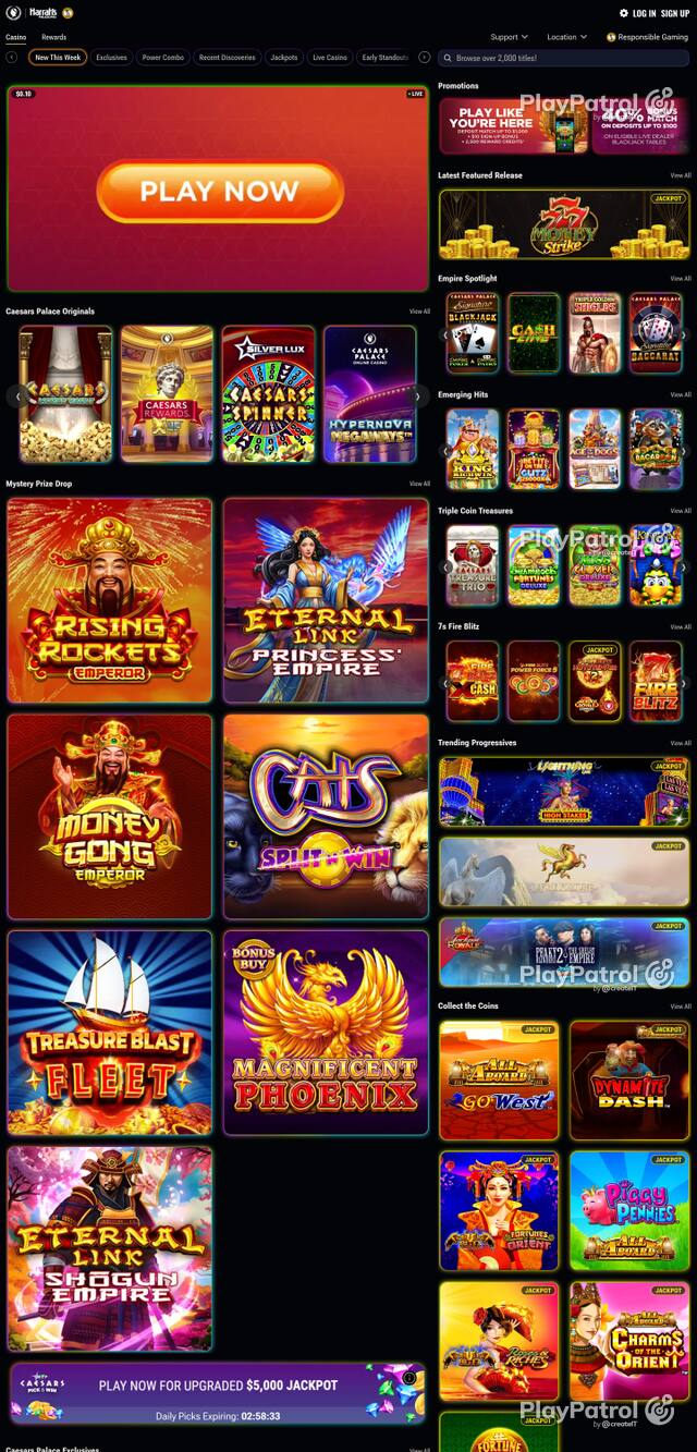 Front page of caesarspalaceonline.com as captured on 29 October 2026