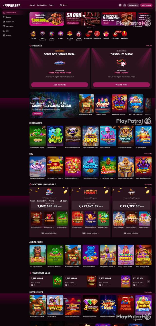 Capture of the front page of Superbet (superbet.ro) on 6 October 2026