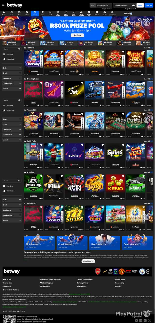 Capture of the front page of betway.co.za (betway.co.za) on 11 October 2026
