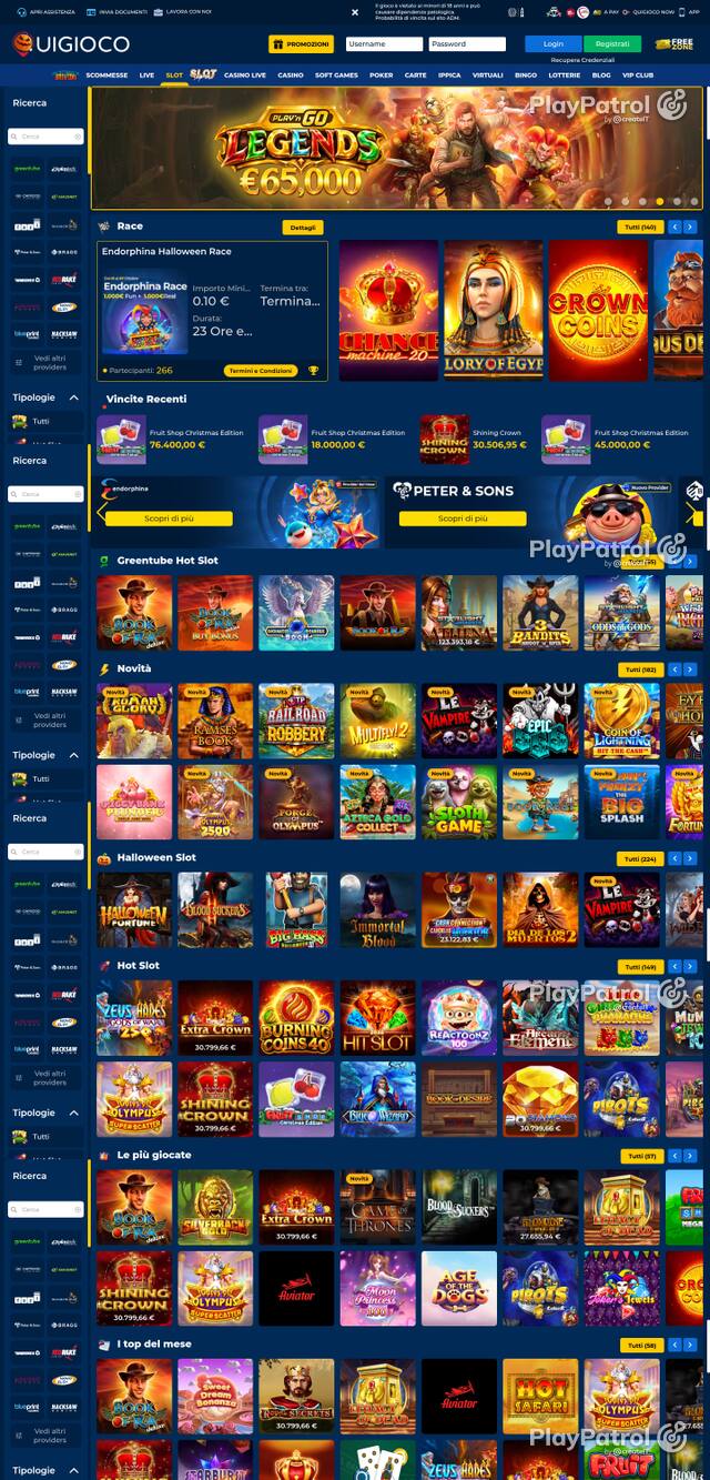 Front page of Quigioco as captured on 29 October 2026