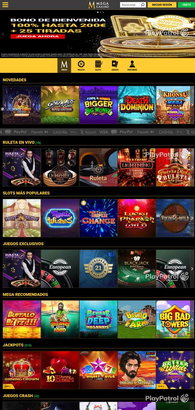 Capture of Mega Casinos recorded during the scan
