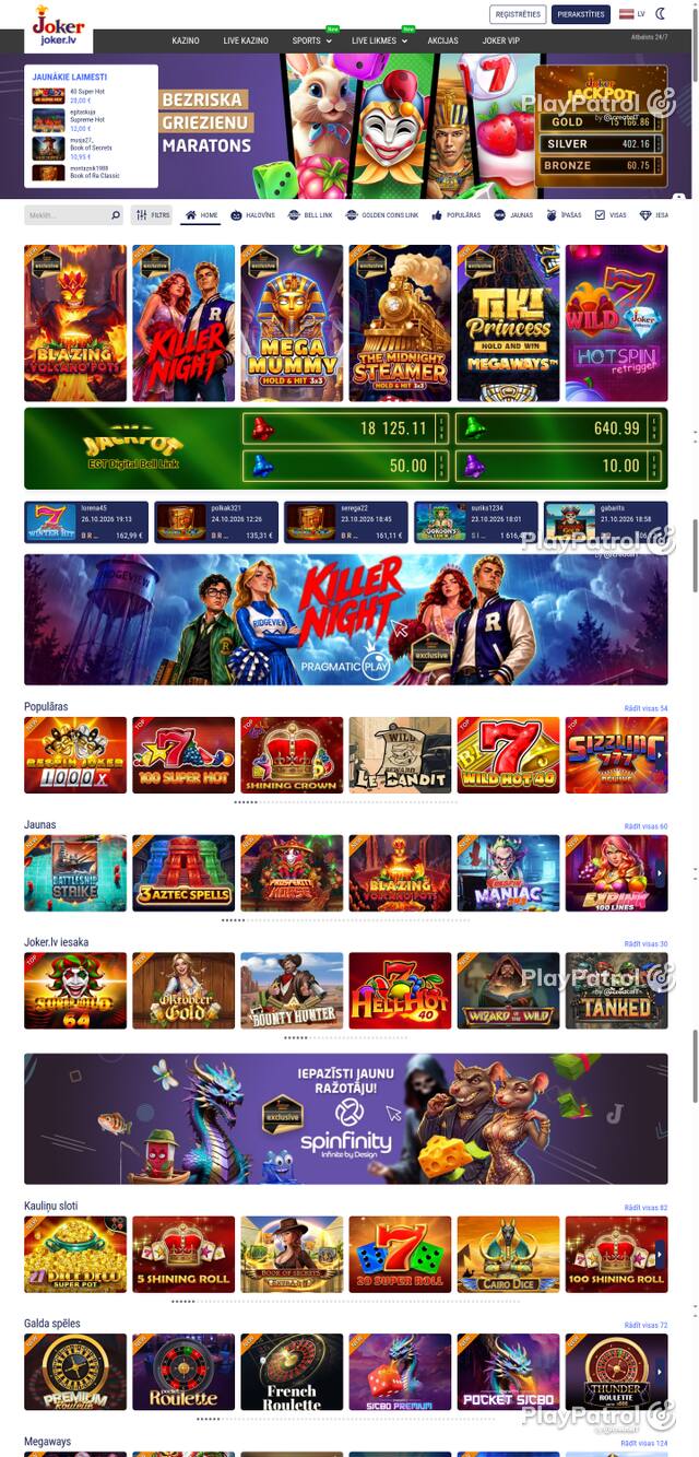 Front page of joker.lv as captured on 27 October 2026