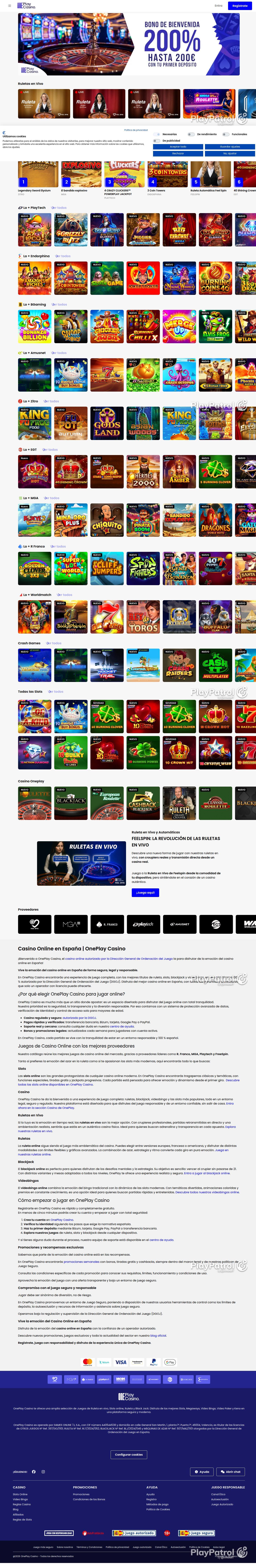 Full capture of OnePlay Casino recorded during the scan