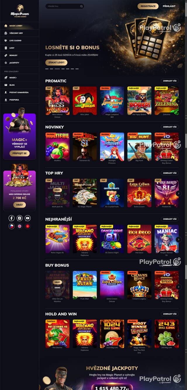 Capture of the front page of Magic Planet (magicplanet.cz) on 12 October 2026