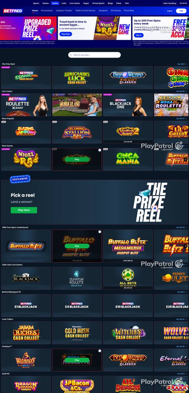 Capture of the front page of Betfred (betfred.com) on 11 October 2026