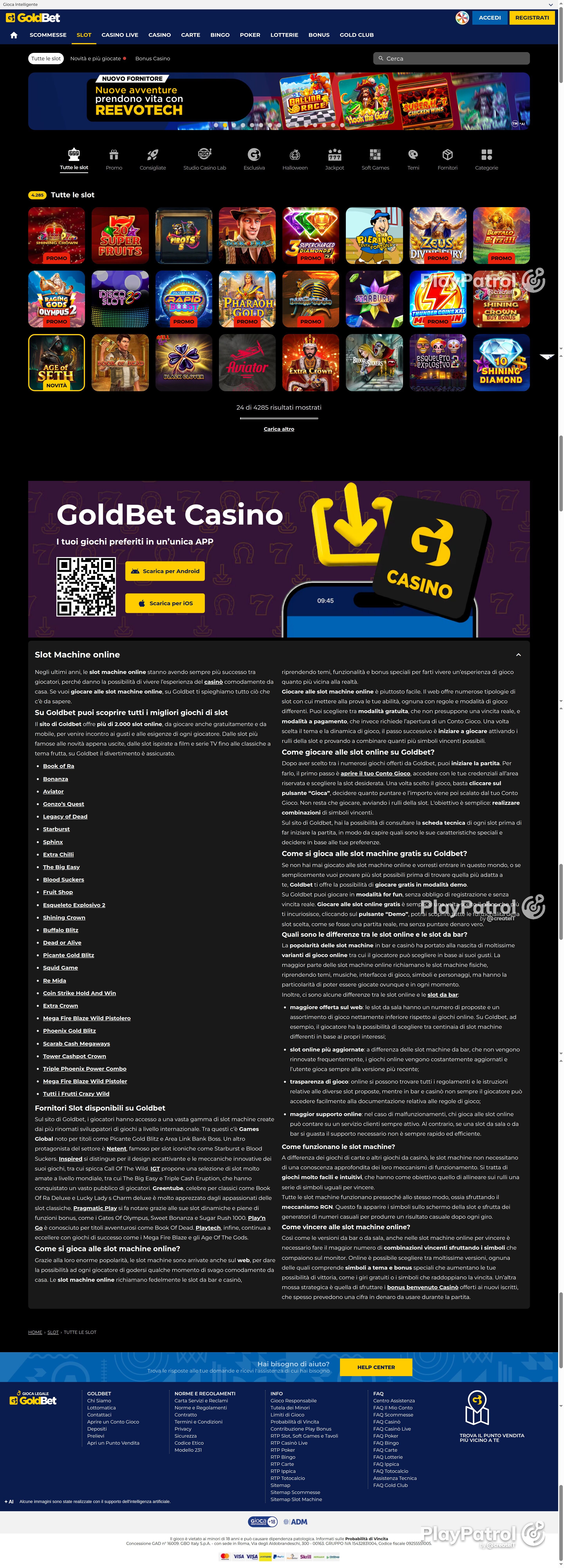 Full capture of Goldbet recorded during the scan