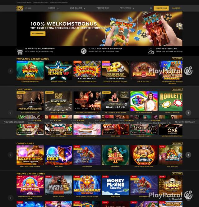 Homepage capture of Fair Play Casino recorded during the scan
