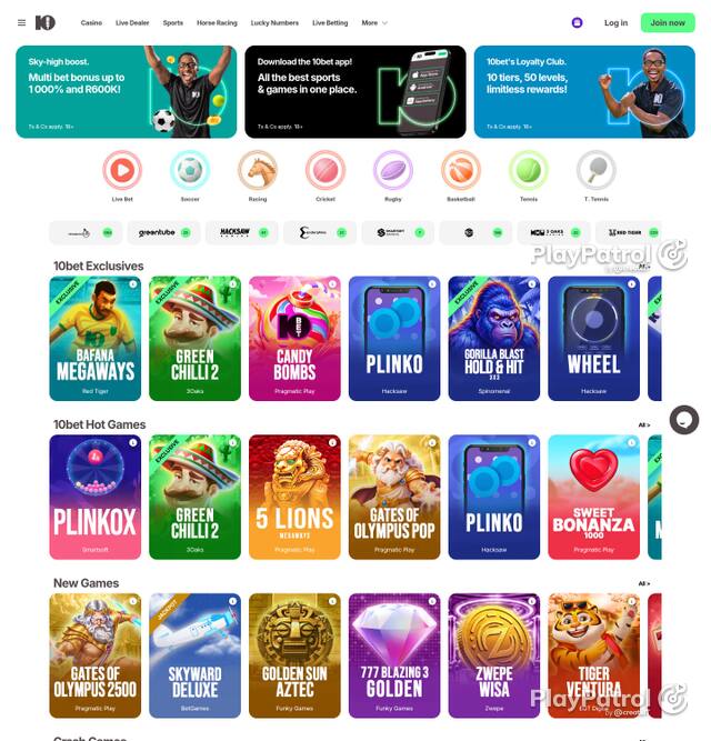 Capture of the front page of 10bet.co.za (10bet.co.za) on 3 October 2026