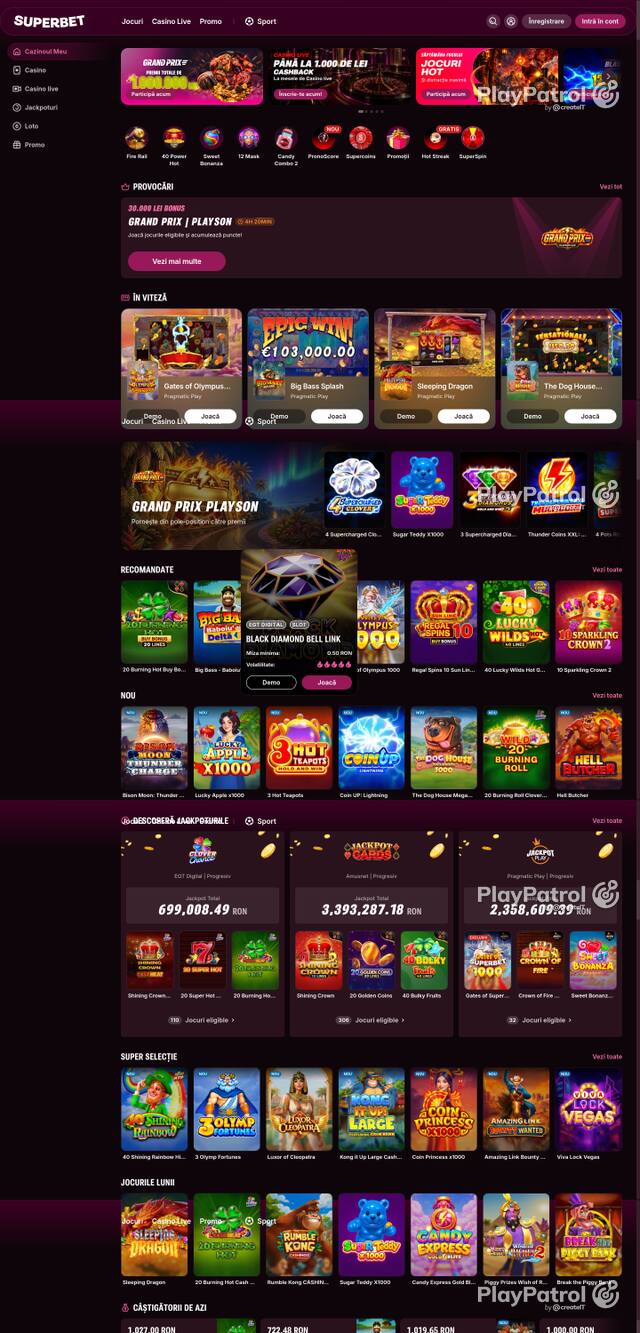 Capture of the front page of Superbet (superbet.ro) on 11 October 2026