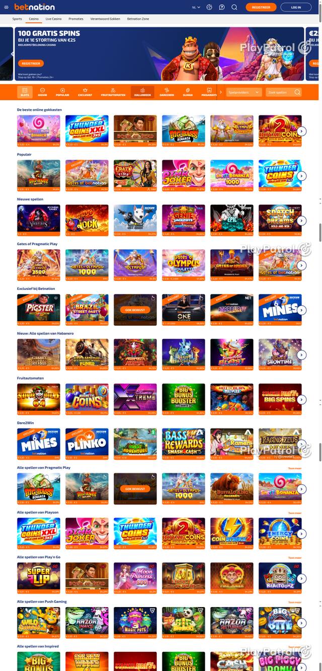 Capture of the front page of BetNation (betnation.nl) on 25 October 2026