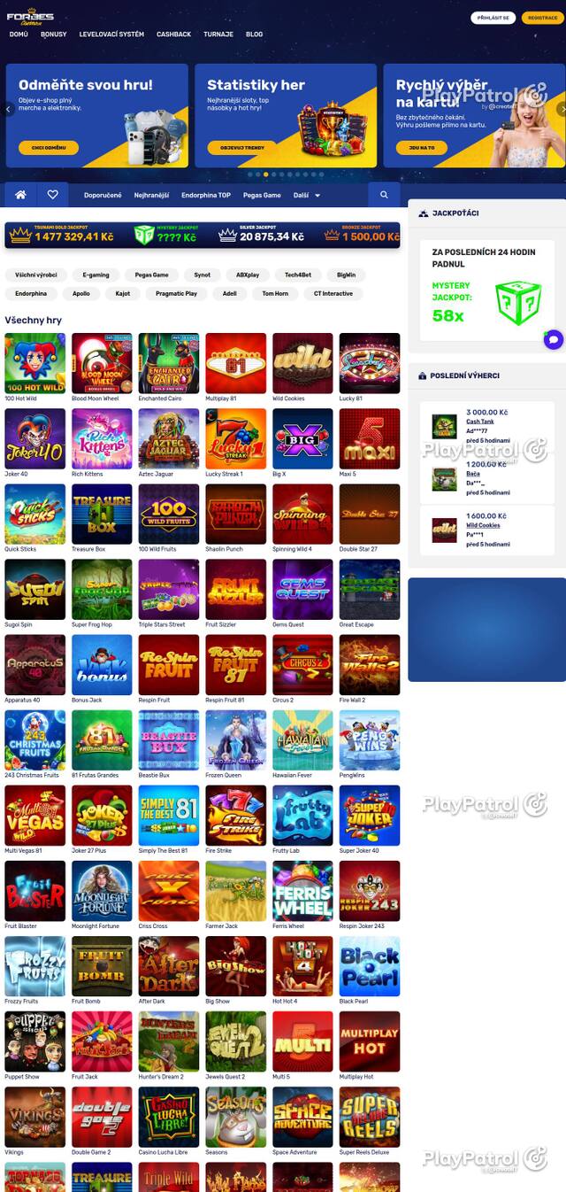 Homepage capture of Forbes Casino recorded during the scan