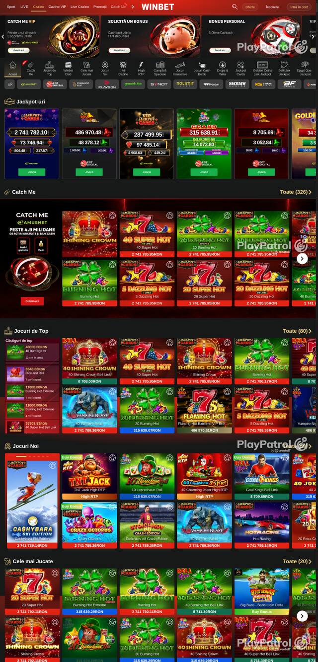 Capture of the front page of Winbet (winbet.ro) on 7 October 2026