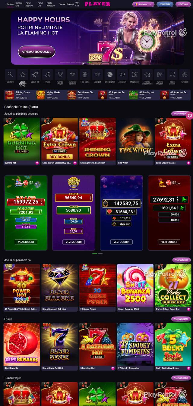 Homepage capture of Player recorded during the scan