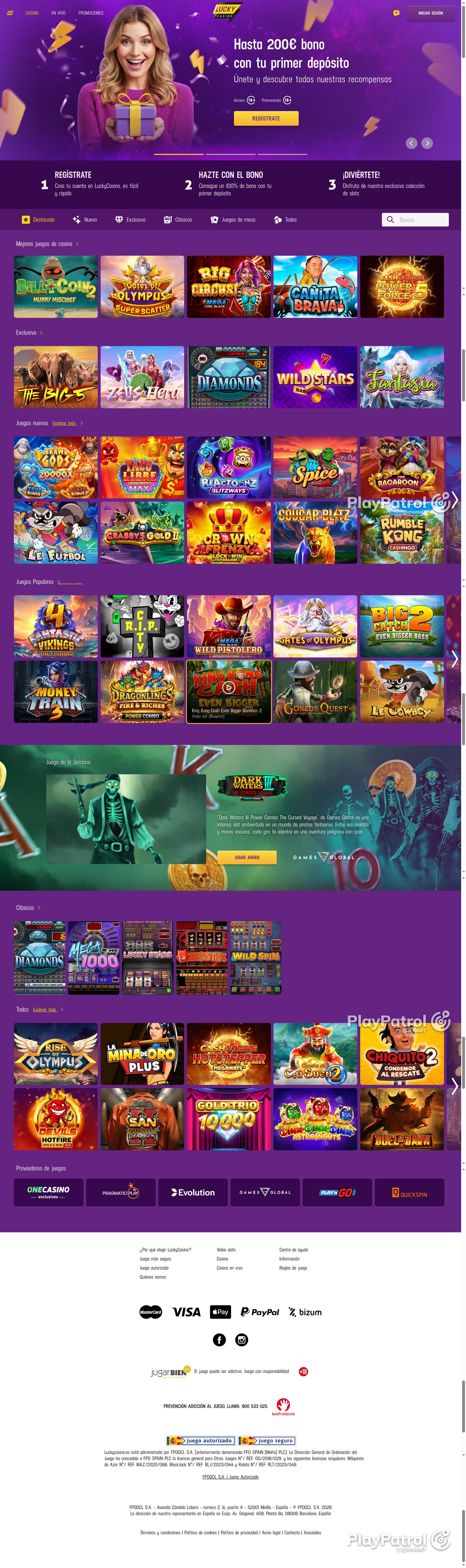 Full capture of Lucky Casino recorded during the scan
