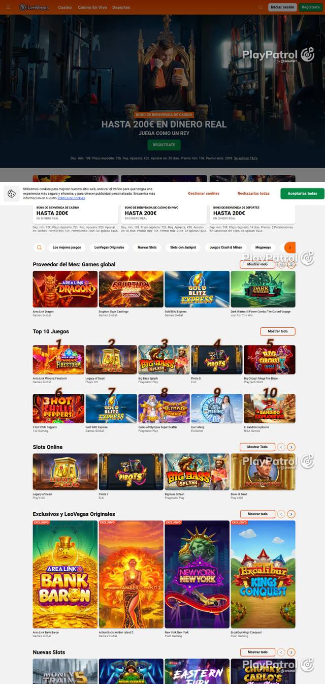Homepage capture of LeoVegas recorded during the scan