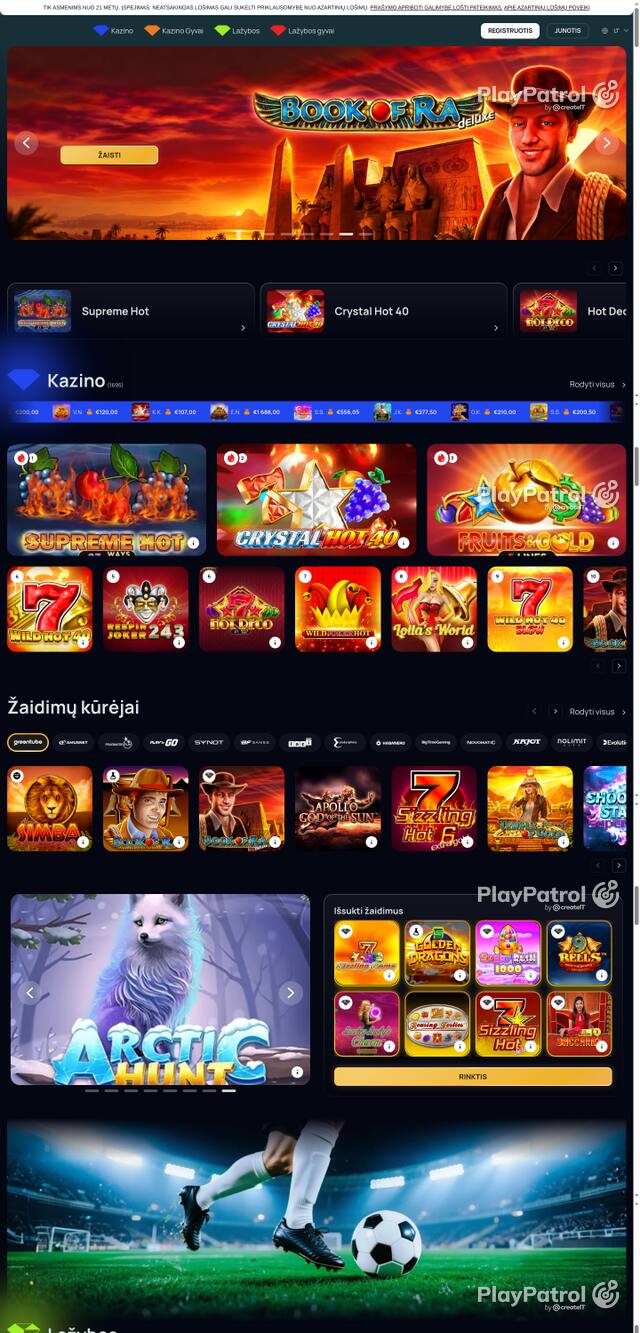 Front page of casinoadmiral.lt as captured on 29 October 2026
