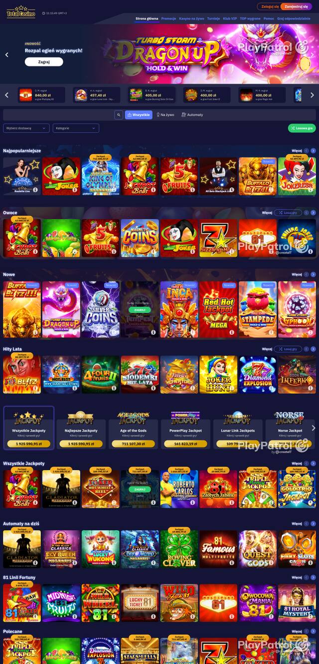 Capture of the front page of totalcasino.pl (totalcasino.pl) on 7 October 2026