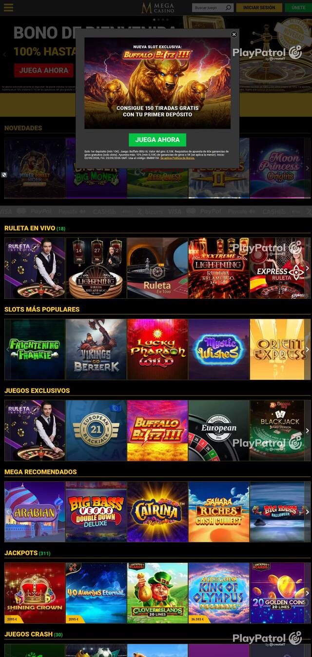 Capture of Mega Casinos recorded during the scan