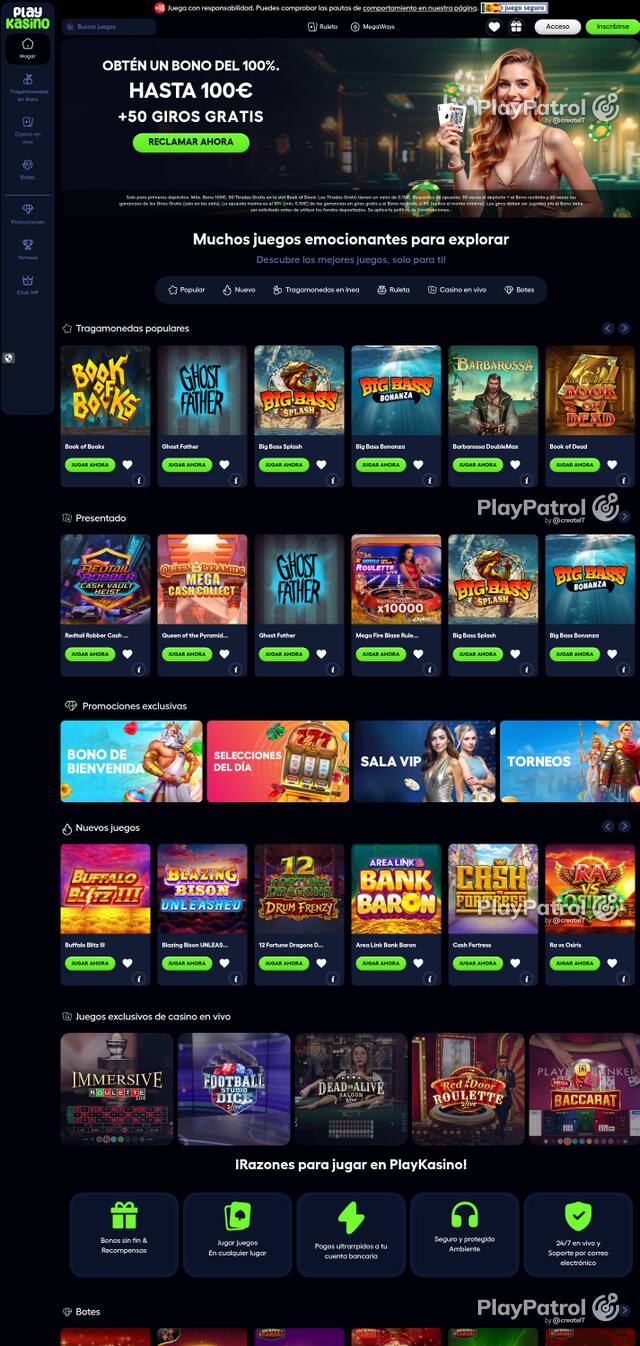 Homepage capture of PlayKasino recorded during the scan