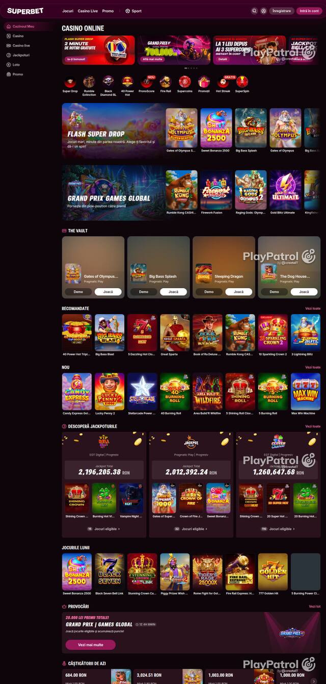 Homepage capture of Superbet recorded during the scan