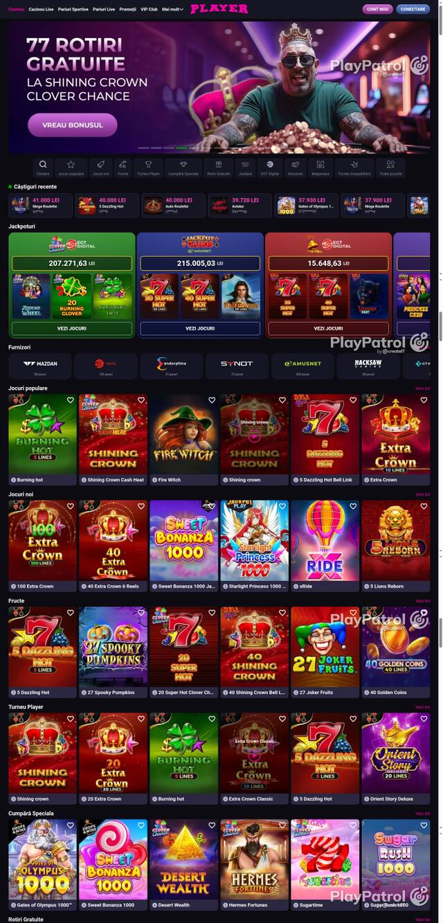 Capture of the front page of Player (player.ro) on 17 October 2026