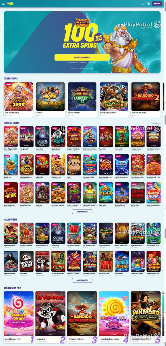 Capture of the front page of Piñata Casino (pinatacasino.es) on 30 October 2026