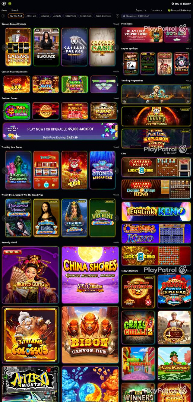 Front page of caesarspalaceonline.com as captured on 29 October 2026