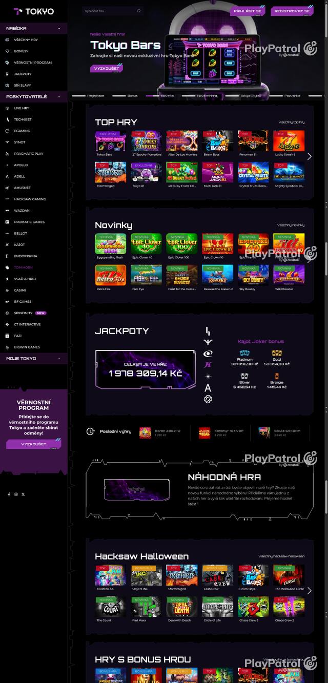 Capture of the front page of Tokyo (tokyo.cz) on 23 October 2026