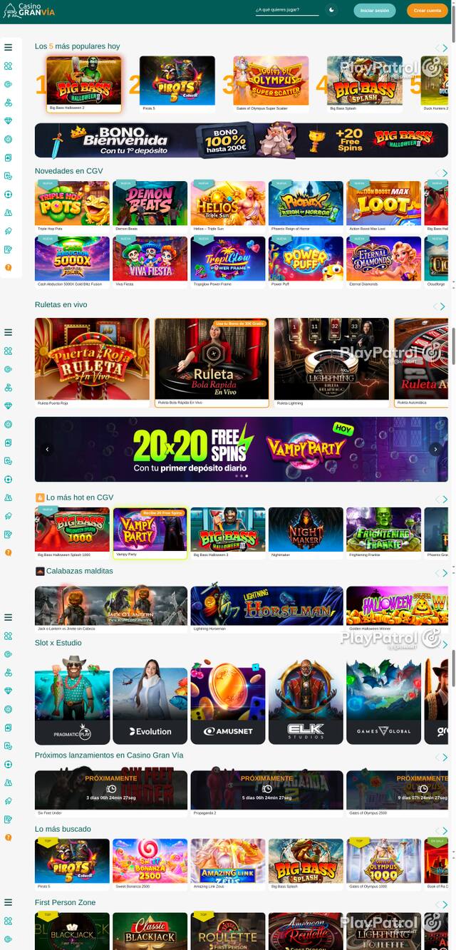 Capture of the front page of Casino Gran Vía (casinogranvia.es) on 17 October 2026