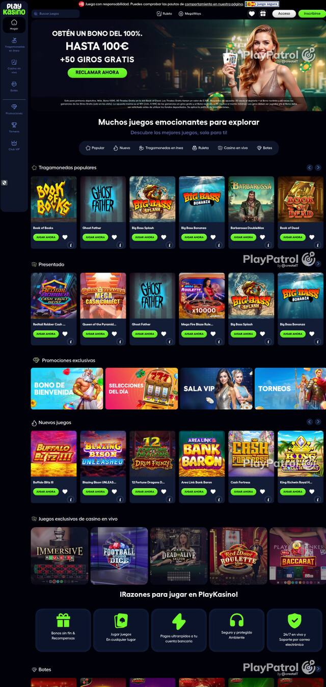 Homepage capture of PlayKasino recorded during the scan