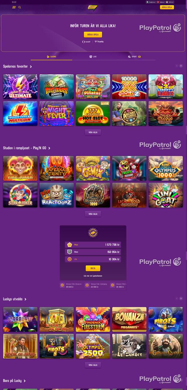 Capture of the front page of luckycasino.com (luckycasino.com) on 28 October 2026