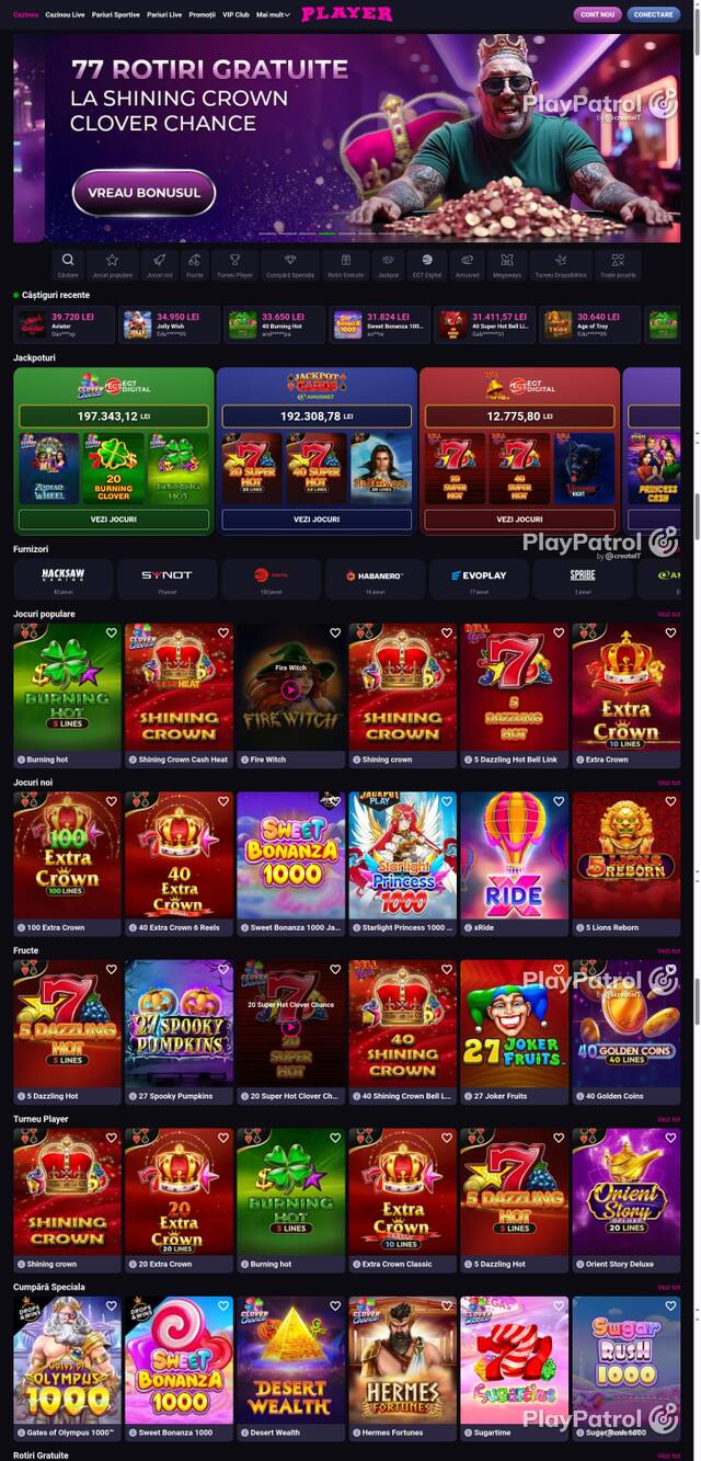 Capture of the front page of Player (player.ro) on 10 October 2026