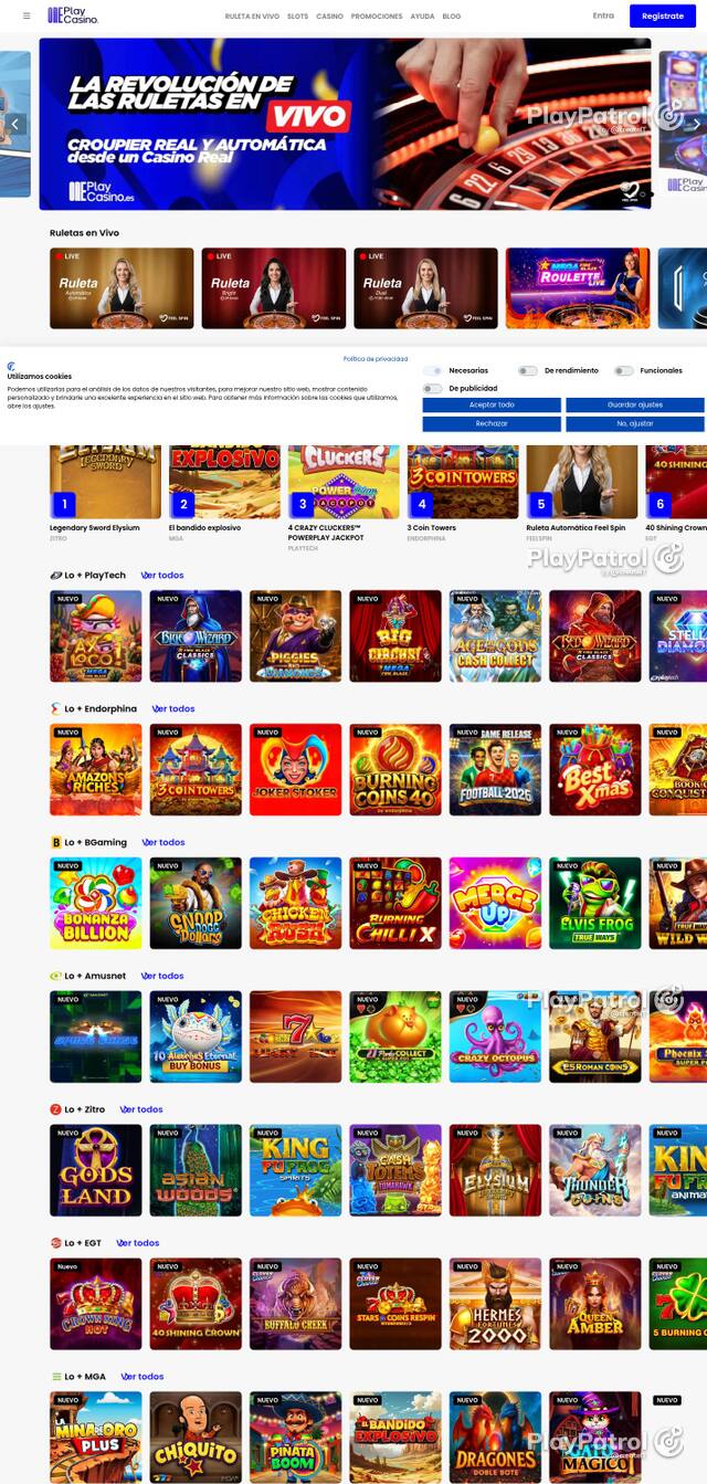 Homepage capture of OnePlay Casino recorded during the scan