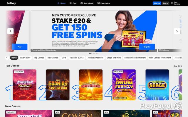 Homepage capture of Betway Casino recorded during the scan