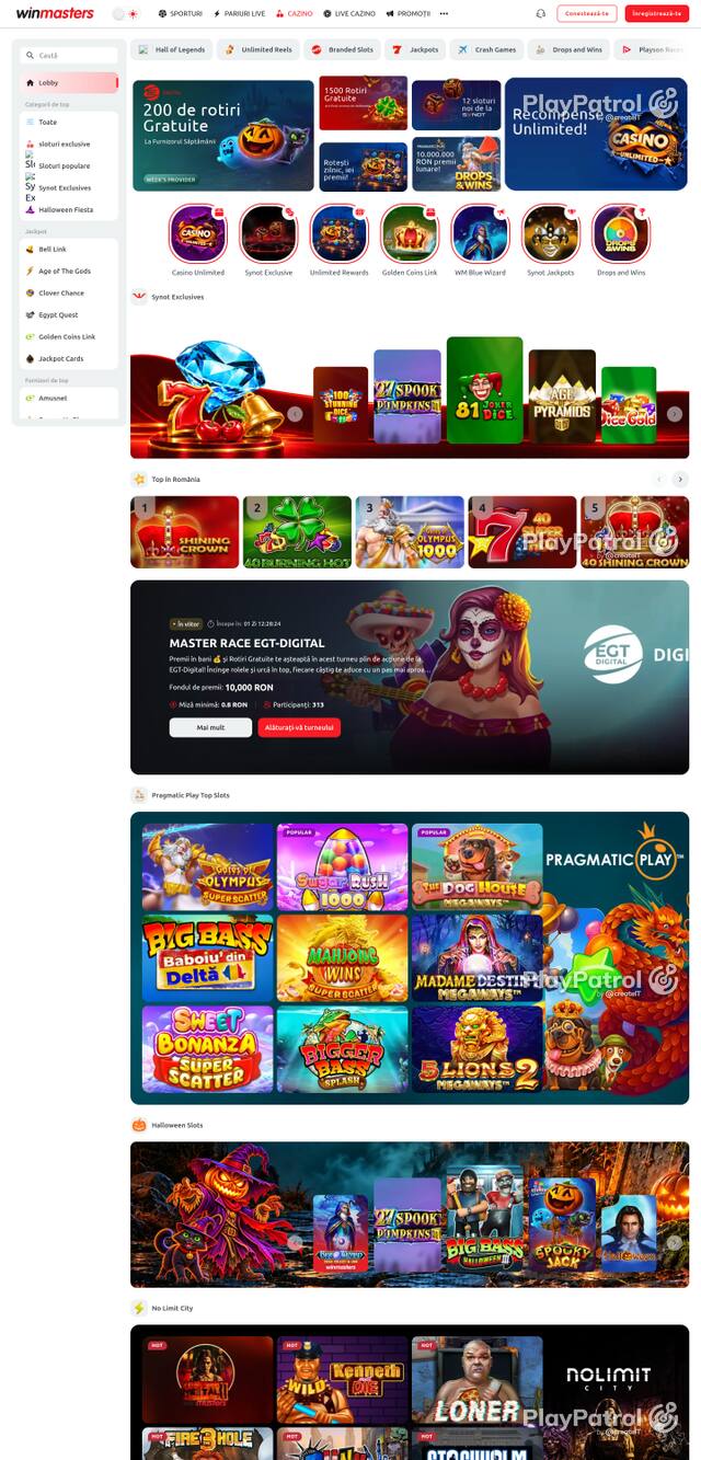 Capture of the front page of Winmasters (winmasters.ro) on 24 October 2026