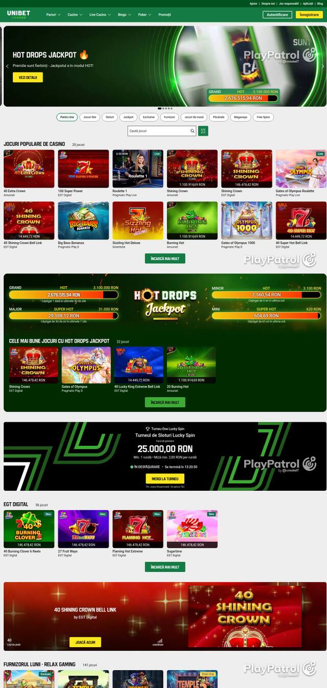Homepage capture of Unibet recorded during the scan