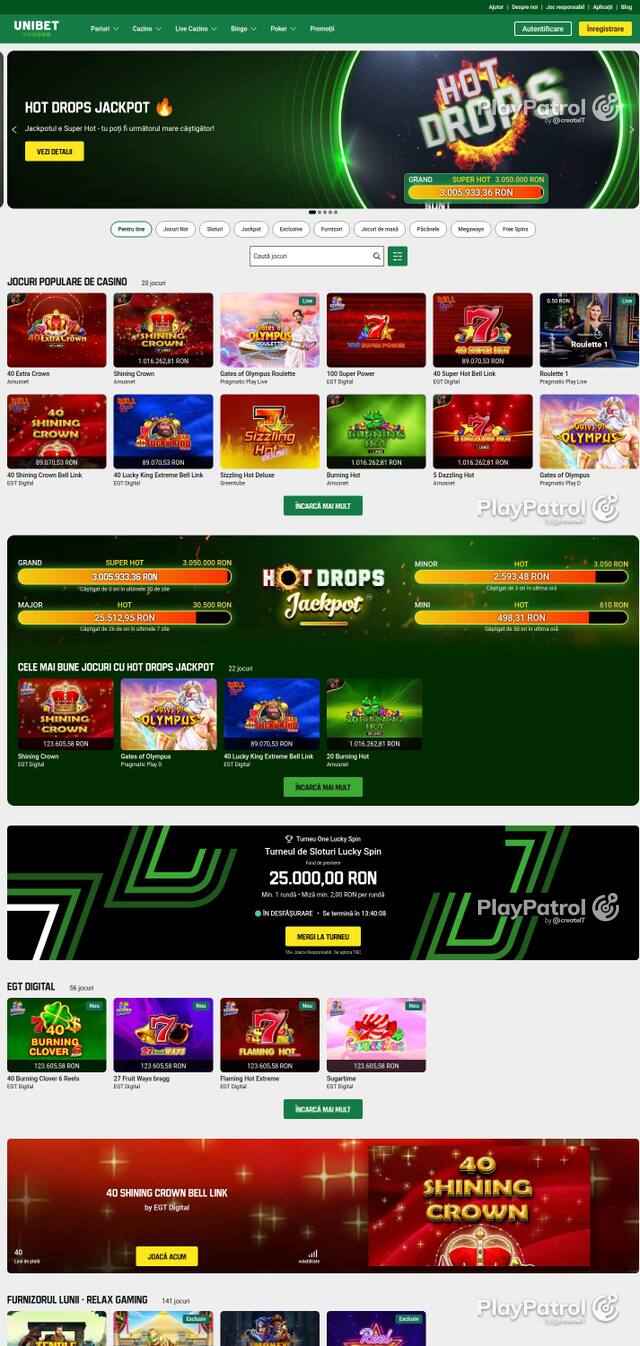 Homepage capture of Unibet recorded during the scan