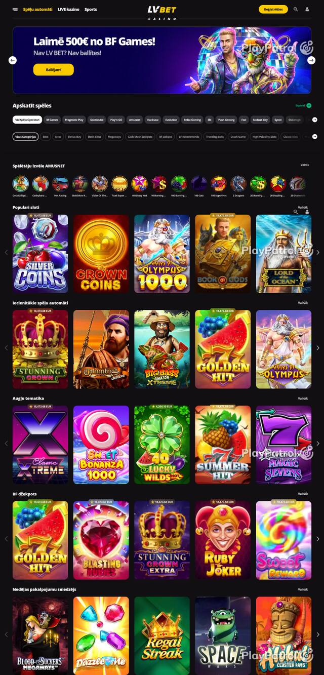 Front page of lvbet.lv as captured on 29 October 2026