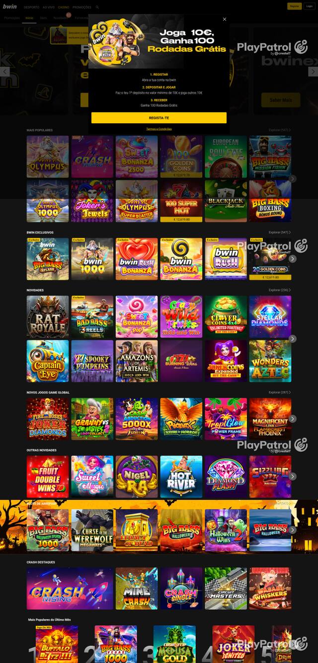 Capture of the front page of bwin.pt (bwin.pt) on 23 October 2026