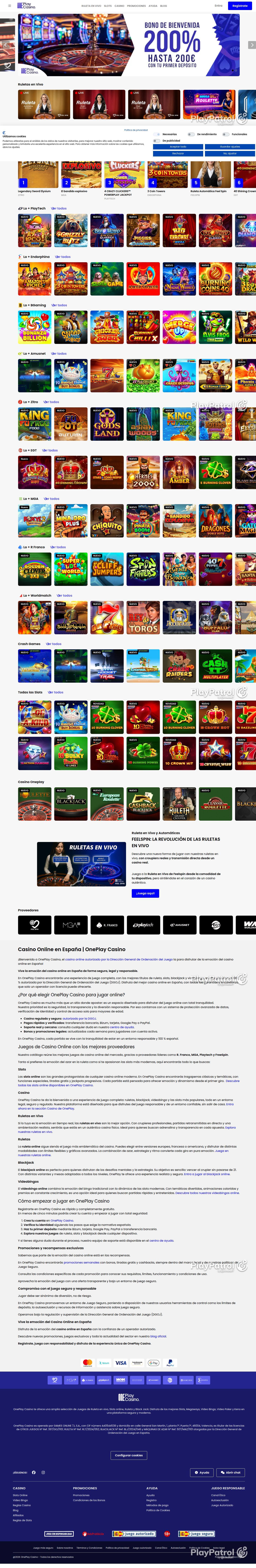Full capture of OnePlay Casino recorded during the scan