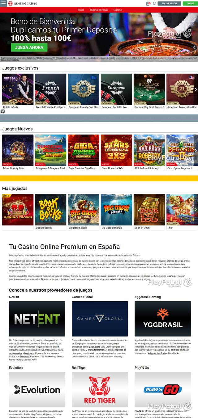 Homepage capture of Genting Casino recorded during the scan
